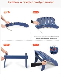 Podnóżek Adirondack Taboret Ogrodowy Składany HDPE 47,5x48x35 cm Zestaw 2 10