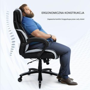 Fotel biurowy gabinetowy Ergonomiczny z podnóżkiem skórzany regulowany 4