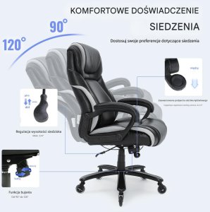 Fotel biurowy gabinetowy Ergonomiczny z podnóżkiem skórzany regulowany 6