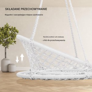 Fotel Wiszący Ogrodowy z Oparciem Krzesło Boho Udźwig 150 kg 5