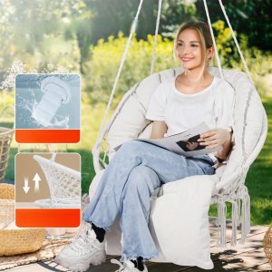 Fotel Wiszący Ogrodowy w stylu Boho do Wnętrz i Ogrodu Udźwig 150 kg 11