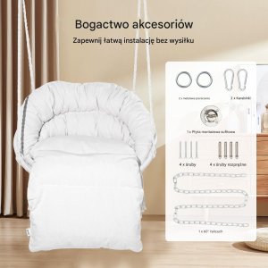 Fotel Wiszący Ogrodowy w stylu Boho do Wnętrz i Ogrodu Udźwig 150 kg 5