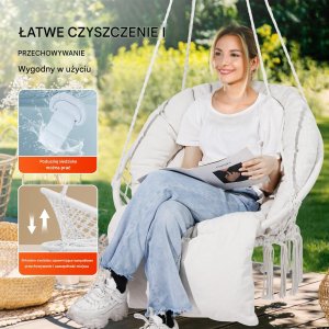 Fotel Wiszący Ogrodowy w stylu Boho do Wnętrz i Ogrodu Udźwig 150 kg 6