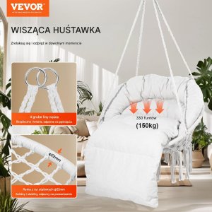 Fotel Wiszący Ogrodowy w stylu Boho do Wnętrz i Ogrodu Udźwig 150 kg 7