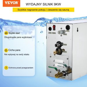 Vevor Generator pary do sauny 9kW 3555C z panelem do domu SPA łaźni parowej 7