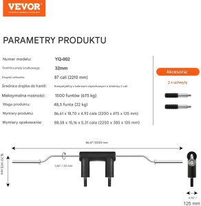 Gryf squat bar z ramionami 680 kg do przysiadów i fizjoterapii 2