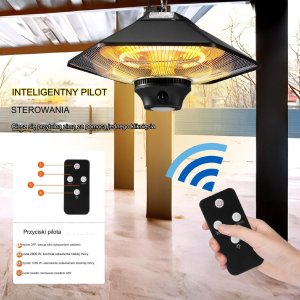 GRZEJNIK ELEKTRYCZNY PROMIENNIK PODCZERWIENI OGRODOWY WISZĄCY 6