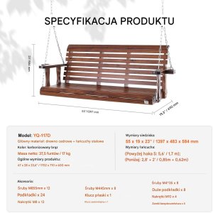 Drewniana huśtawka ogrodowa 170 cm 2