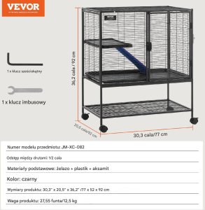 Vevor Metalowa Klatka dla Małych Zwierząt 92 cm 2