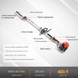 Podkaszarka do żywopłotu nożyce piła spalinowa 5 w 1 5