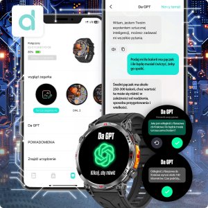 SMARTWATCH MĘSKI ZEGAREK CHAT GPT GPS ROZMOWY SPORT 650mAh 2 paski MENU POL 13