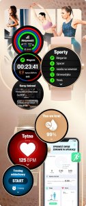 SMARTWATCH DAMSKI ZEGAREK MENU PL ROZMOWY CYKL DYKTAFON ZDJĘCIA 4 paski 15