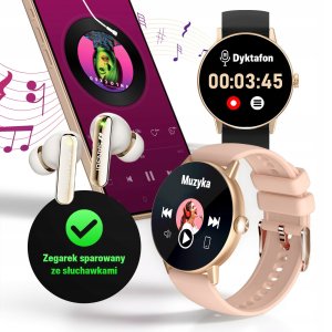 SMARTWATCH DAMSKI ZEGAREK MENU PL ROZMOWY CYKL DYKTAFON ZDJĘCIA 4 paski 8