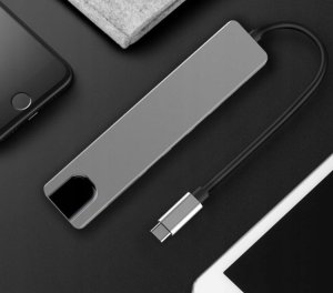 HUB ADAPTER 8W1 USB-C 3.0 SD FT HDMI 4K PD LAN RJ45 USB-C MHL Thunderbolt 3 3