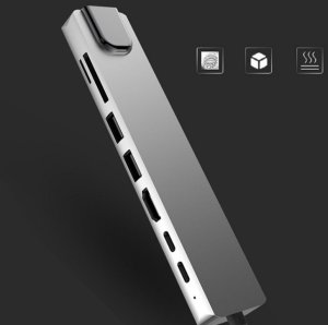HUB ADAPTER 8W1 USB-C 3.0 SD FT HDMI 4K PD LAN RJ45 USB-C MHL Thunderbolt 3 7