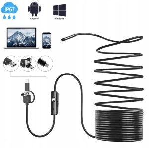 Endoskop Kamera inspekcyjna USB-C 5M OTG LED 3W1 do Telefonu Magnes Lustro 2