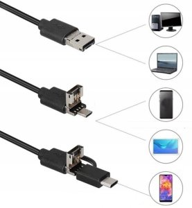 Endoskop Kamera inspekcyjna USB-C 5M OTG LED 3W1 do Telefonu Magnes Lustro 7