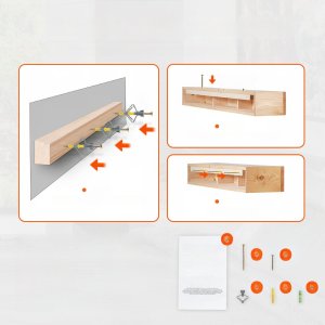 Półka na Kominek 152 cm Drewniana Sosnowa Wisząca do Salonu Rustykalna 11