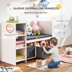 Vevor Regał dla dzieci z siedziskiem szafka dziecięca biała 4