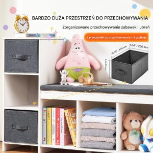 Vevor Regał dla dzieci z siedziskiem szafka dziecięca biała 5