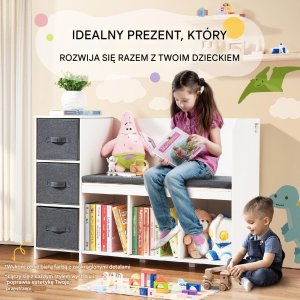 Vevor Regał dla dzieci z siedziskiem szafka dziecięca biała 6