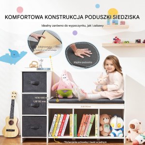 Vevor Regał dla dzieci z siedziskiem szafka dziecięca biała 7