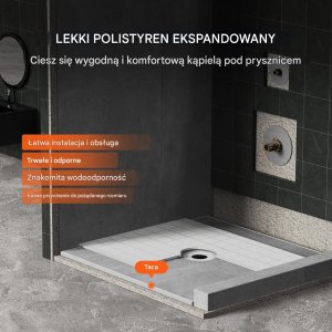 Brodzik Vevor Brodzik prysznicowy 1828x1828 mm odpływ środkowy zestaw lekkie panele EPS 10