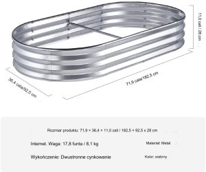 Grządka ogrodowa rabata duża warzywniak skrzynka z warzywami 182, x92,5cm 5