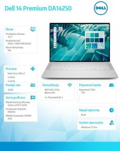 Laptop Dell 14 Premium DA14250 / 14.5" / Ultra 7 255H / 32GB / 1TB SSD / Windows 11 Pro (DA14250_ARLH_104) 8