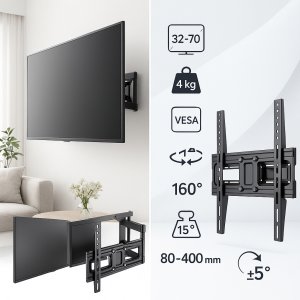 EXTRA MOCNY OBROTOWY UCHWYT DO TELEWIZORA WIESZAK TV 32-65 " RIWALL RUT-01 14