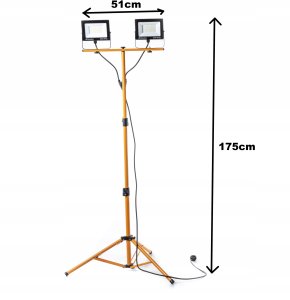 Halogen LED Statyw Budowlany Naświetlacz 2X 60W Przewód 2,4M Riwall RH-01 15