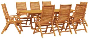 vidaXL Zestaw do jadalni w ogrodzie 9 pcs Brązowy lite drewno akacjowe 2