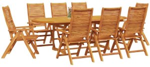 vidaXL Zestaw do jadalni w ogrodzie 9 pcs Brązowy lite drewno akacjowe 3