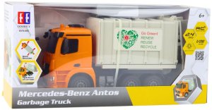 Mercedes-Benz Antos Śmieciarka Zdalnie Sterowana RC Pomarańczowa 1:26 5