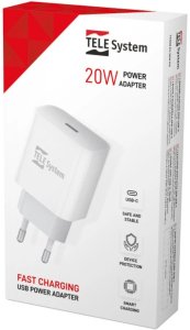 Ładowarka sieciowa USB-C TELE System TS808 20W FAST CHARGING, PD 2