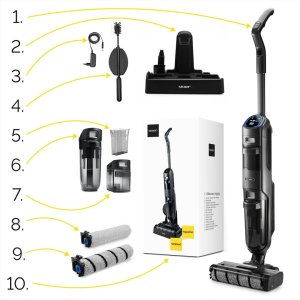 Odkurzacz bezprzewodowy 6w1 Pionowy Myjący Yoer 180m2 +HEPA12 +60 min pracy 14