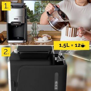 Ekspres przelewowy Yoer PRZELEWOWY Ekspres do kawy z MŁYNKIEM Żarnowym AUTOMATYCZNY +DZBANEK 12 kaw - DripFlow CMG03BK 11