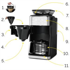 Ekspres przelewowy Yoer PRZELEWOWY Ekspres do kawy z MŁYNKIEM Żarnowym AUTOMATYCZNY +DZBANEK 12 kaw - DripFlow CMG03BK 13