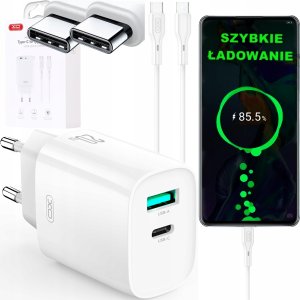 XO wall charger CE29 PD 20W 1x USB-C 1x USB white + cable USB-C - USB-C 2