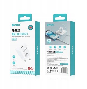 BWOO CDA155 PD wall charger 1x USB-C port 1A 20W white 5