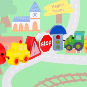 Klocki drewniane do nawlekania tablica plansza samochody pojazdy Kik Sp. z o. o. Sp. k. 11