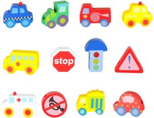 Klocki drewniane do nawlekania tablica plansza samochody pojazdy Kik Sp. z o. o. Sp. k. 5