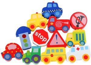 Klocki drewniane do nawlekania tablica plansza samochody pojazdy Kik Sp. z o. o. Sp. k. 7