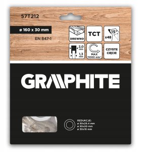 Graphite Wood cutting disc GRAPHITE, 160 x 2.0 x 30 mm, 48 teeth, TCT 3