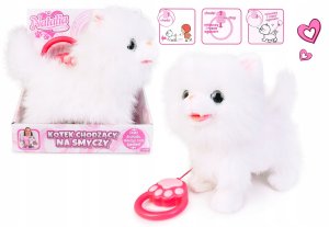 Maskotka interaktywna Kot chodzšcy na smyczy biały 4