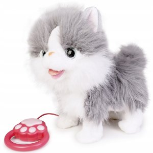 Maskotka interaktywna Kot chodzšcy na smyczy szaro-biały 2