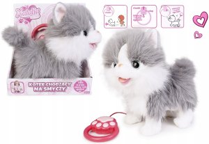 Maskotka interaktywna Kot chodzšcy na smyczy szaro-biały 4