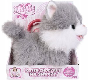 Maskotka interaktywna Kot chodzšcy na smyczy szaro-biały 5