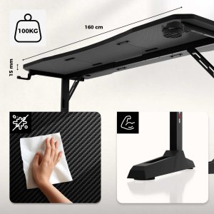 Biurko Huzaro Hero 4.6 Black Czarne 160 cmx60 cm 8