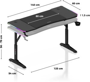 Biurko Huzaro Hero 3.6 RGB Black Czarne 140 cmx60 cm 15